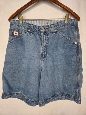 Rockies Light Blue Denim Shorts with Red Star Detail